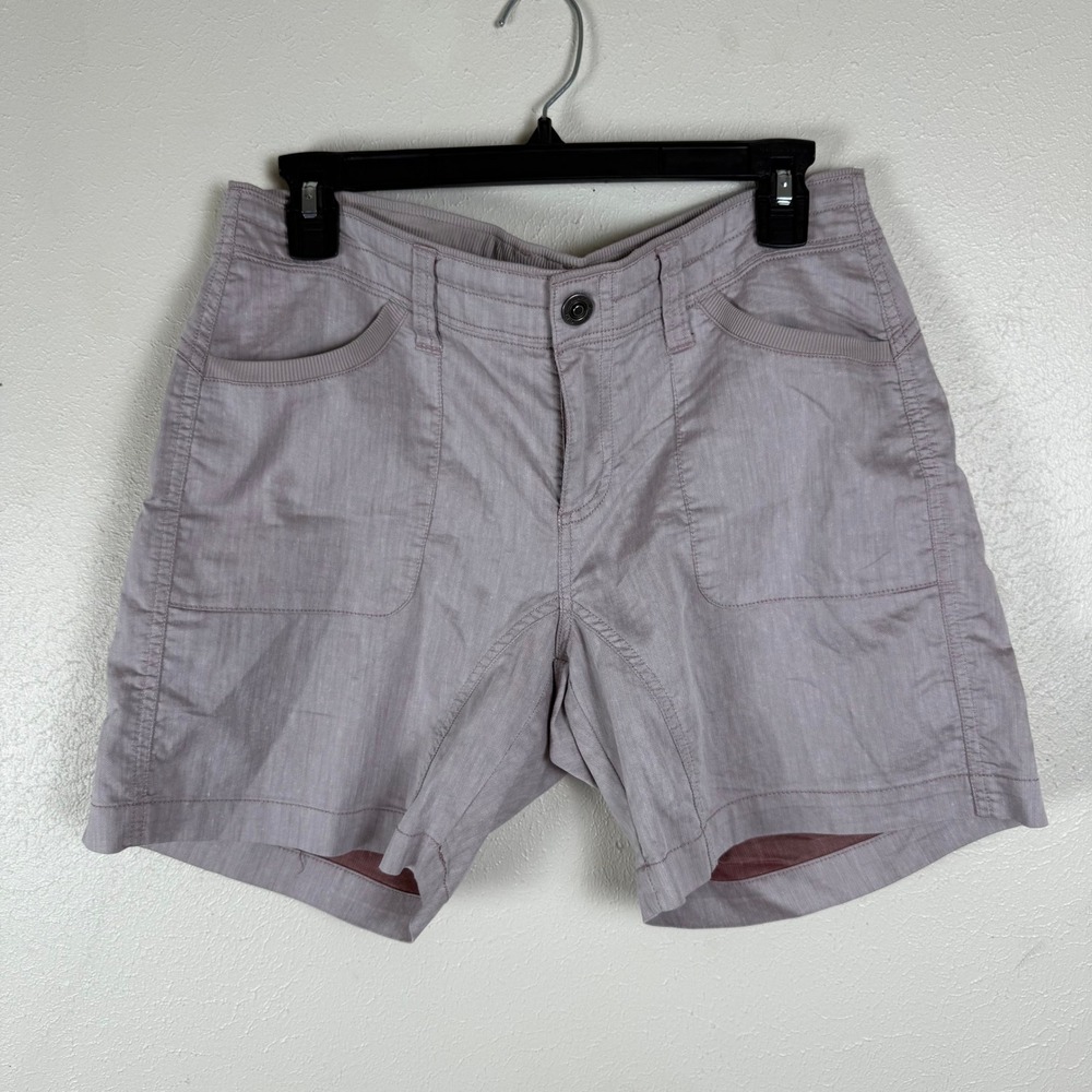 Kuhl Women Mauve Herringbone Cotton Linen Blend Hiking Utility Shorts Size 8
